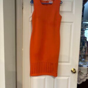 Orange Calvin Klein Sheath Size 10